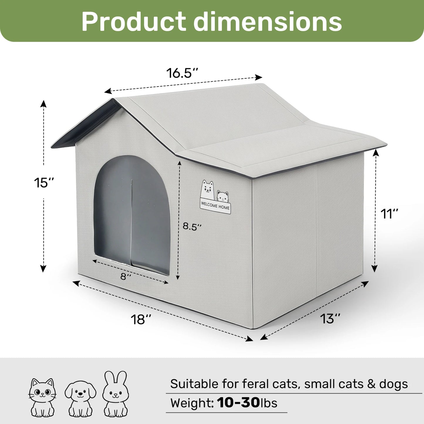 Foldable Pet Ice Igloo with Cooling Mat, Oxford Cloth Heat Insulated Design for Indoor & Outdoor All-Season Use, Built-in Pocket for Ice Packs, Suitable for Small to Medium Dogs & Cats, Windproof Cat Bed, Bite Resistant & Eas