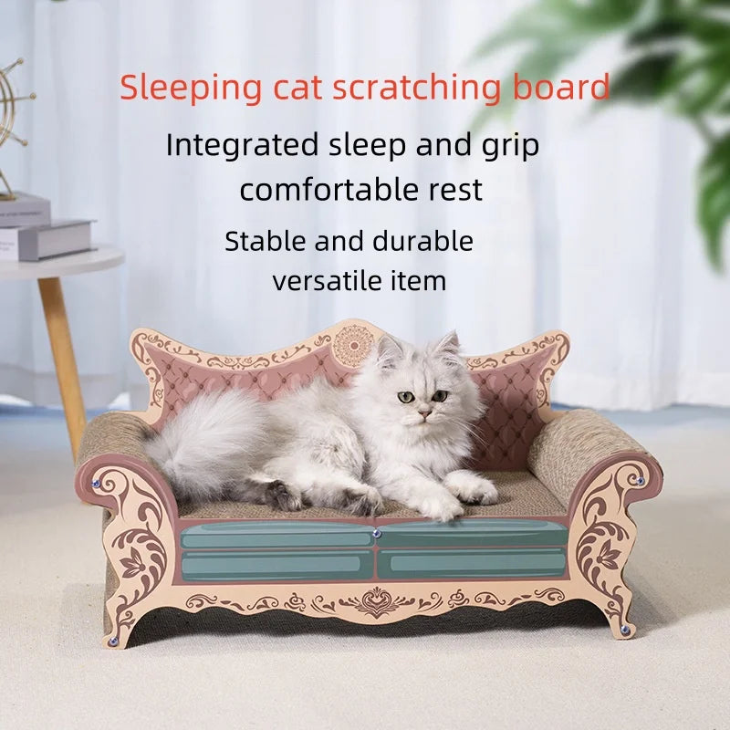 Large L-Shaped Cat Scratch Board Sofa Bed - Wear-Resistant - front view