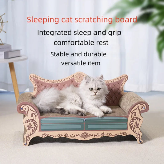 Large L-Shaped Cat Scratch Board Sofa Bed - Wear-Resistant - front view