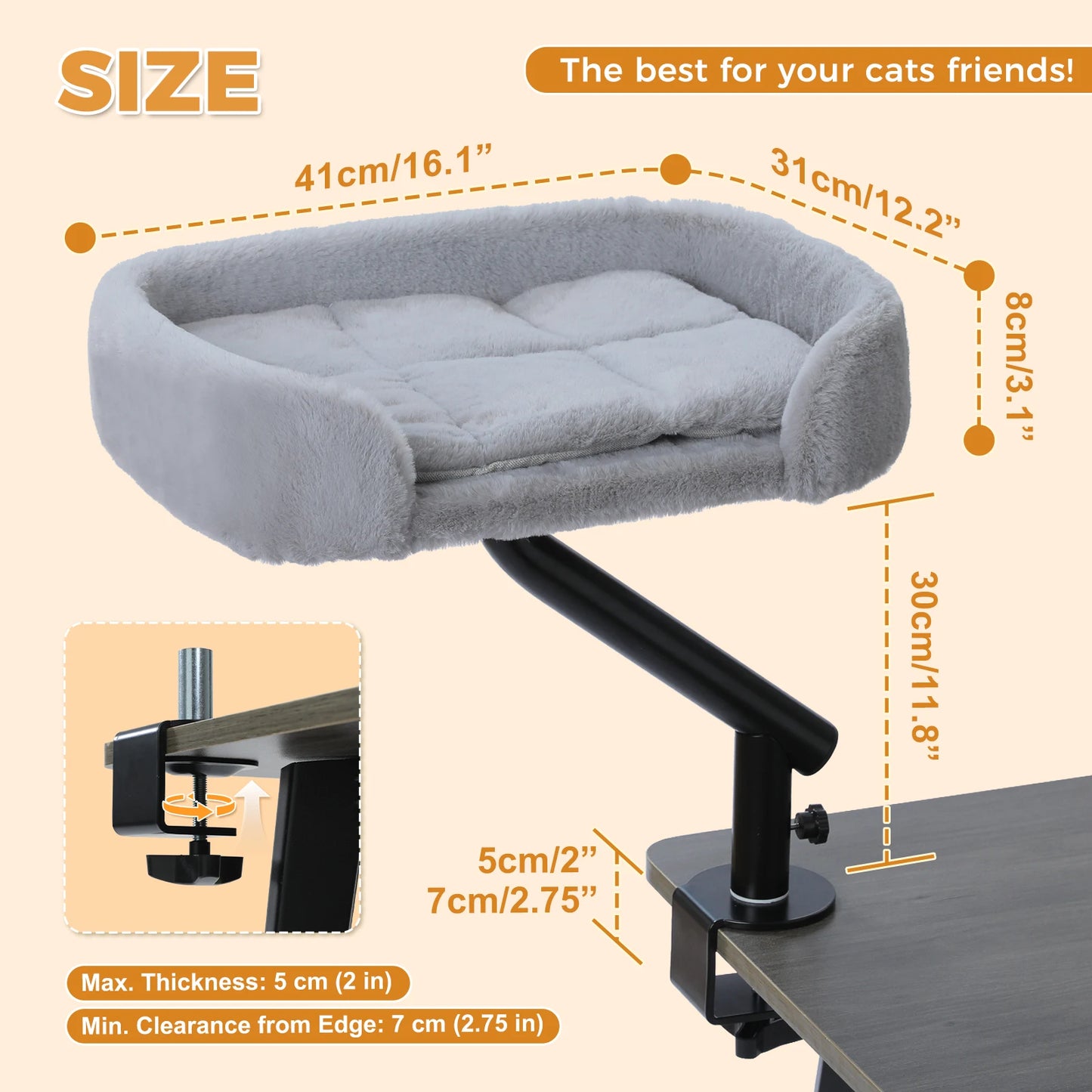 360 Rotatable Cat Desk Bed & Adjustable Table Hammock