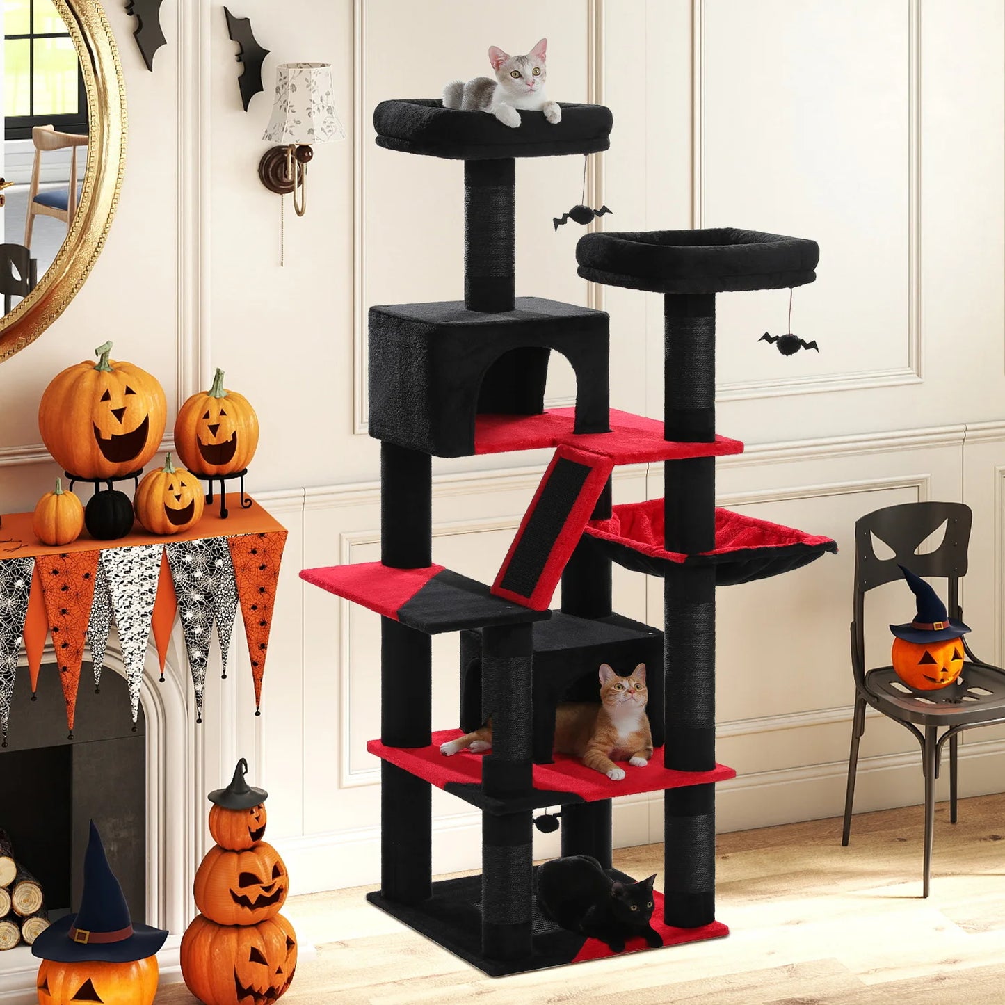 Multi-Level Cat Tree Tower with Condo, Hammock & Scratching Board