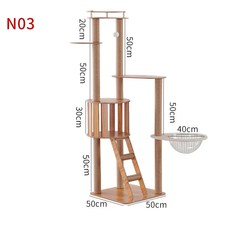 Multi-Level Cat Tree Tower with Plush Hammock & Scratching Posts
