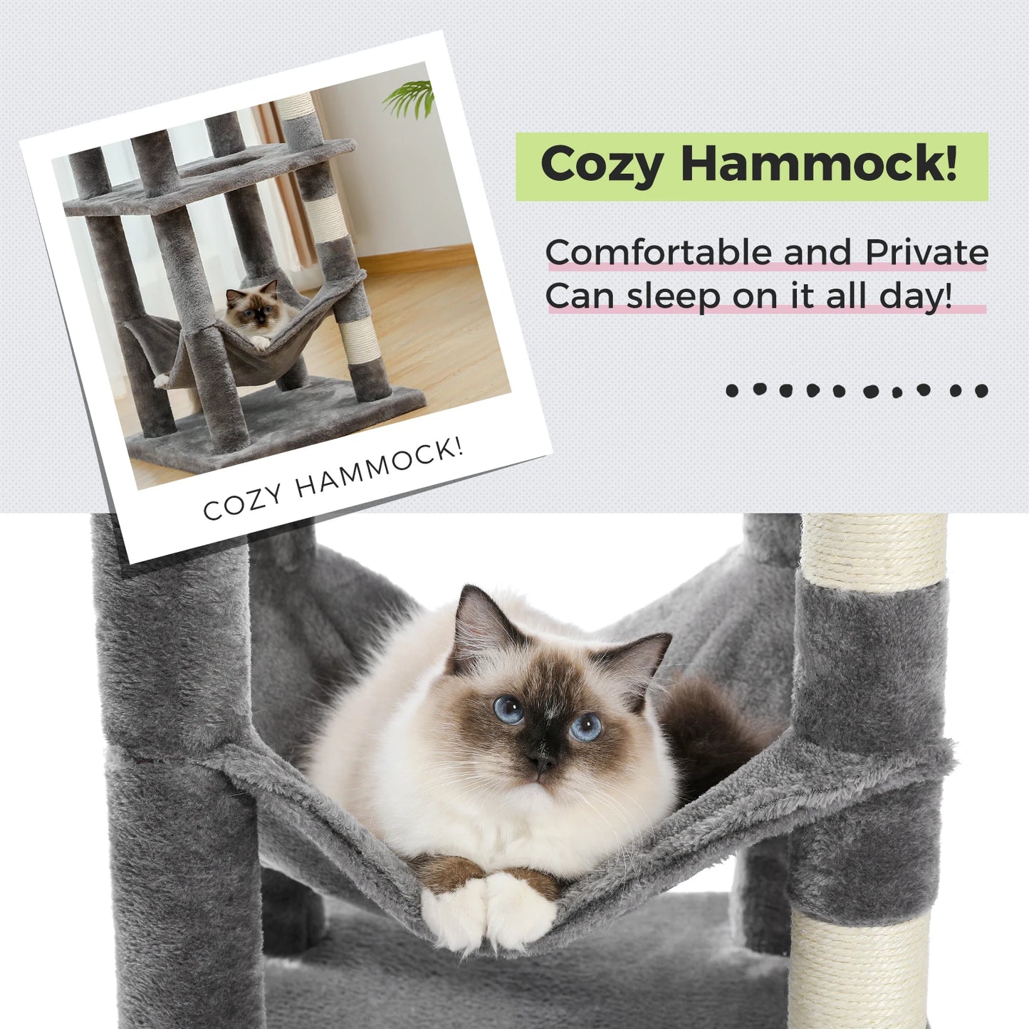 Multi-Level Cat Tree with Scratching Posts & Hammock