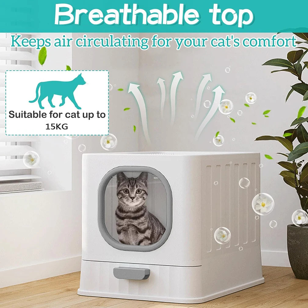 Enclosed Cat Litter Box with Scoop and Lid product image 6