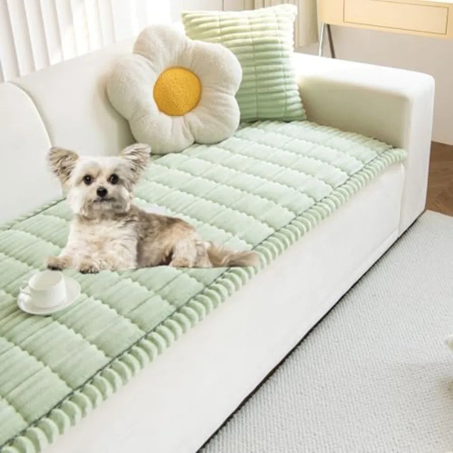 Faux Fur Plush Dog Couch Cover 3D Stripe Fuzzy Sofa Cover Non-Slip Fluffy Dog Bed Cover Pet Blanket Sofa Couch Furniture Protec