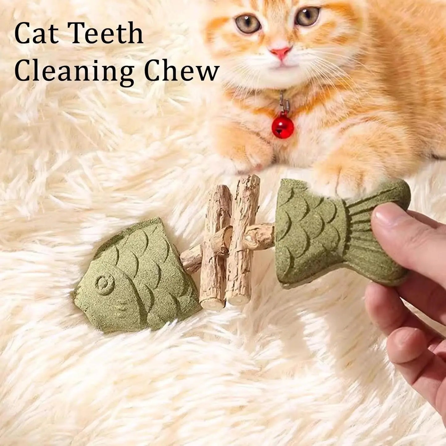 Dental Health Chew Toy for Cats - Bite-Resistant Fishbone Toy