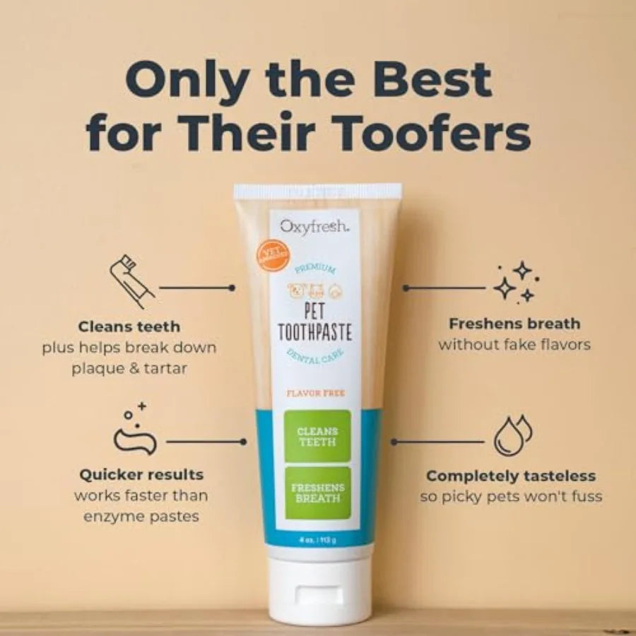 Curated Picks Oxyfresh Professional Cat and Dog Toothpaste, Teeth Cleaning Gel for Plaque, Tartar and Bad Breath, Vet-Approved