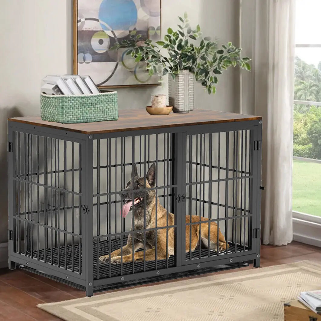 Furniture-Style Dog Crate with Removable Tray - alternate angle view