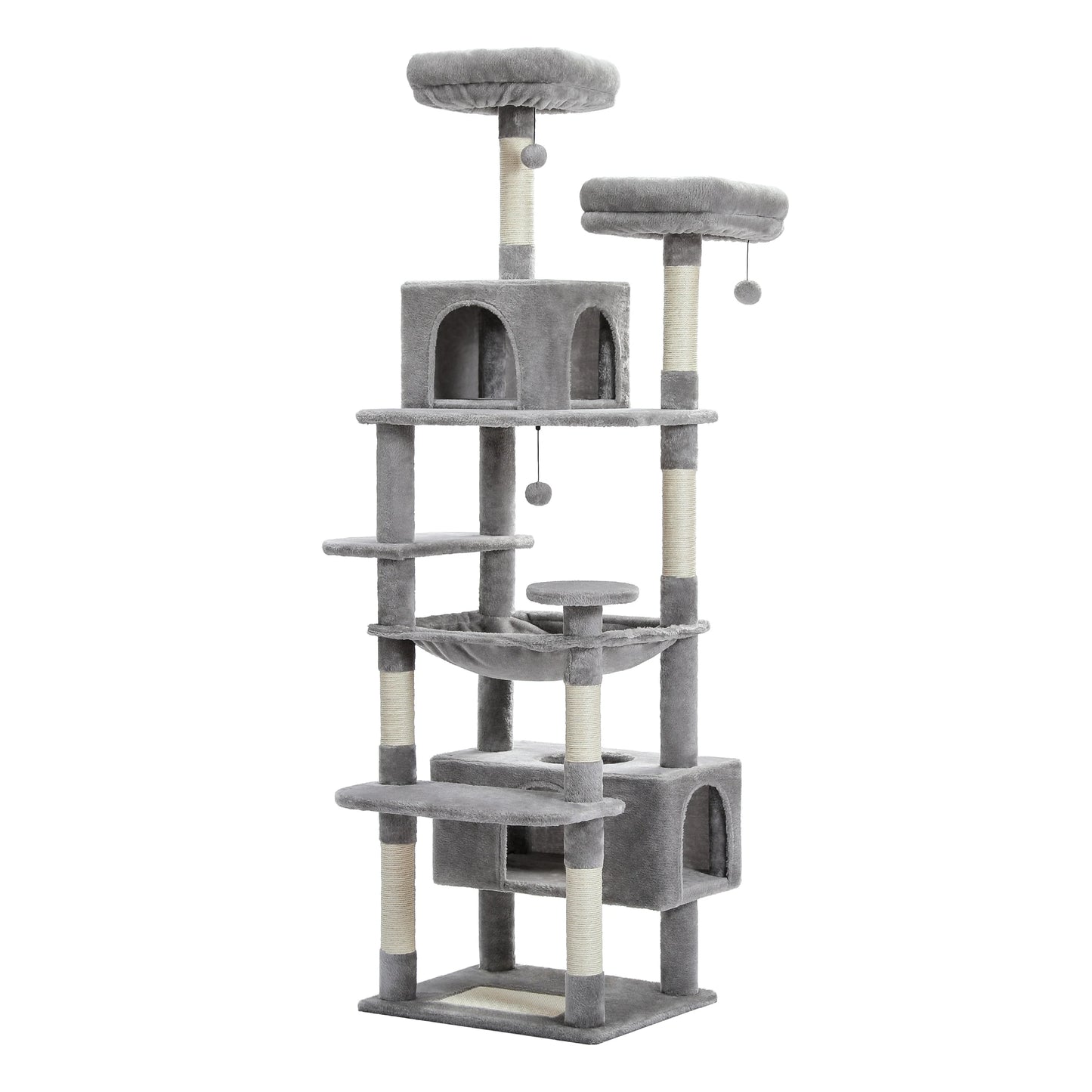 Large Multi-Level Cat Tree with Plush Condos, Perches & Caves