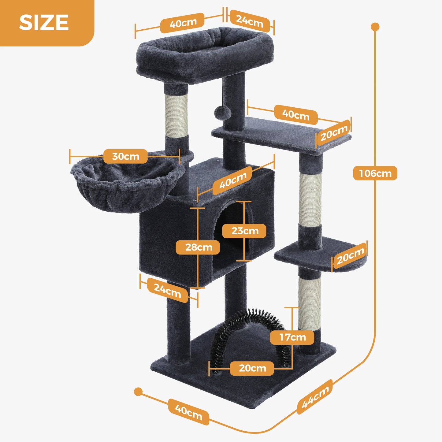 Multi-Level Cat Tree with Sisal Scratching Posts & Soft Perch