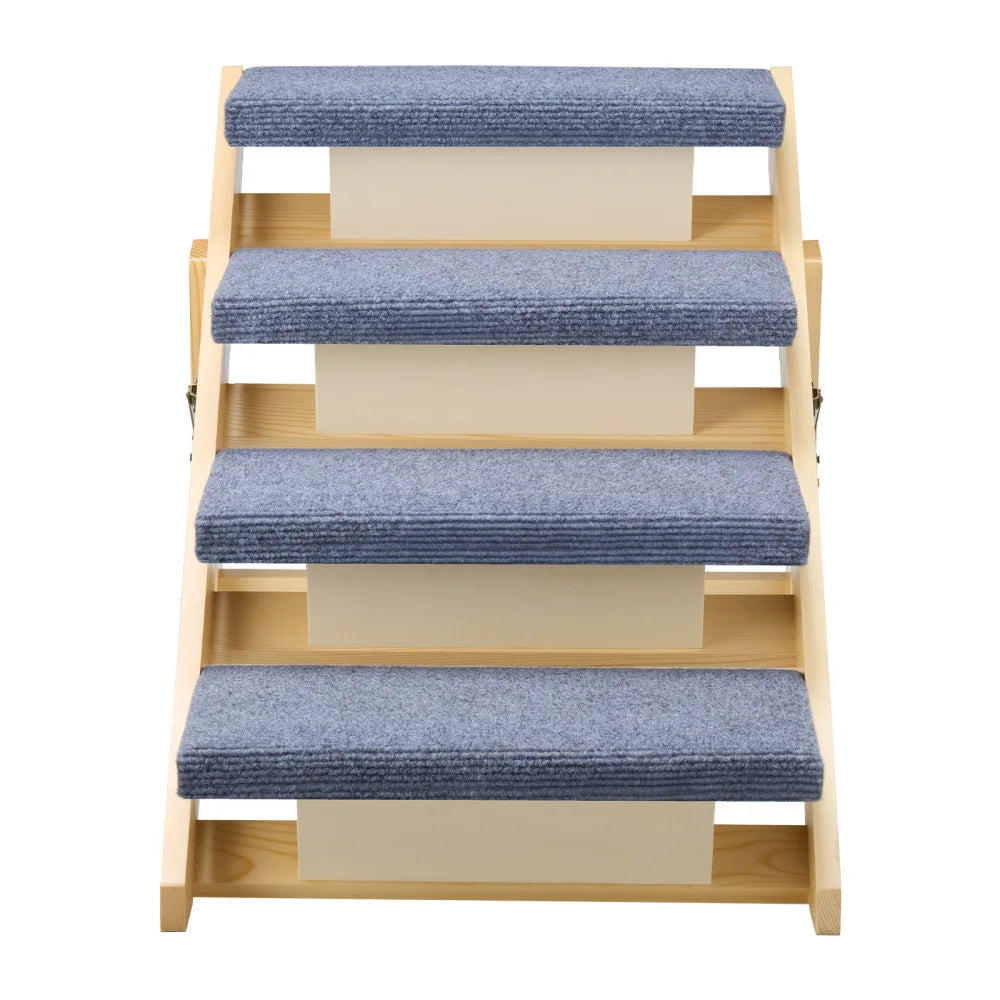 Ye Wood Pet Stairs: 4-Step Dog Stairs for Beds, Sofa & Cars, 150lbs Capacity, Folded Flat Design, Stable Ladder for Small, Medium, Large & Older Pets