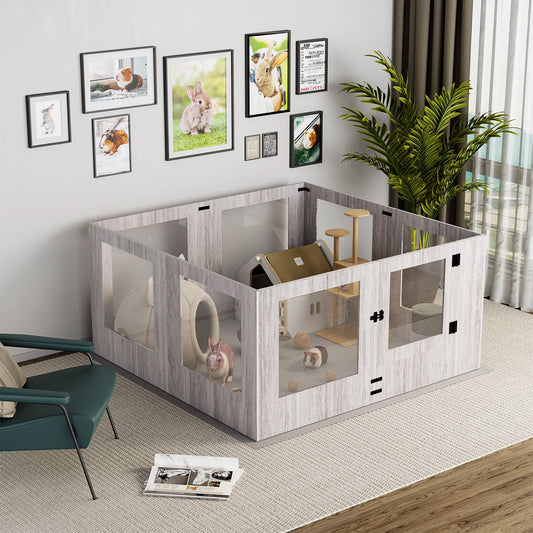 Tempered Glass Dog Playpen with Waterproof Mat main product image