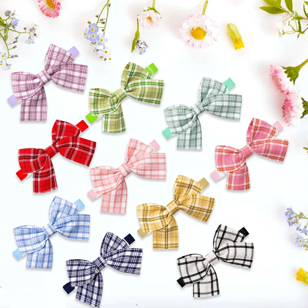 10-Pack Adjustable Plaid Dog Bow Ties - Handmade Pet Accessories