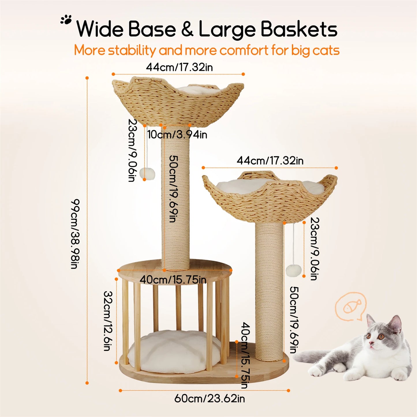 3-Tier Cat Tree Tower with Sisal Scratching Post product image 4
