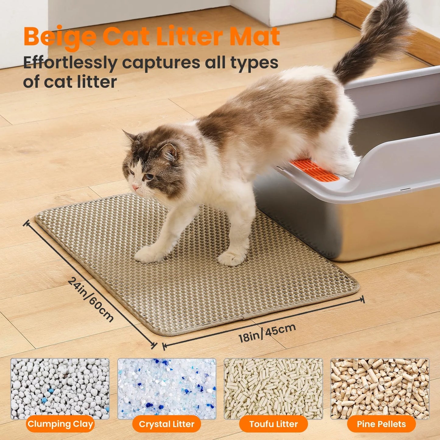 Large Honeycomb Double-Layer Cat Litter Mat, Waterproof - front view