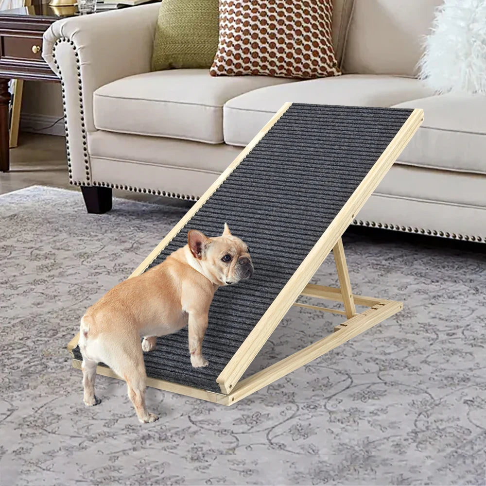 Ye (UPGRADED) Dog Ramp: Extra Wide, Excellent Traction, Non-Slip Rubber. For Bed, Couch, Car. 16" Wide, Holds 80lb. Adjustable, Foldable. Ideal for Small Dogs.