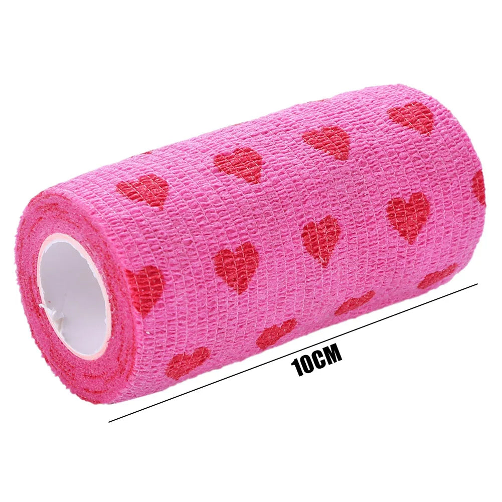 Rose Red Heart Dog Cat Medical Bandage Elastic Self-Adhesive Bandages Non-woven Practical Beautiful Elastoplast for Pets Animal