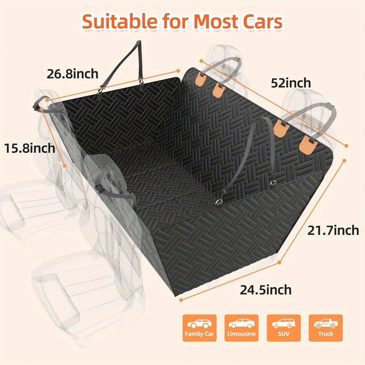 Back Seat Extender for Dogs, Hard Bottom Car Seat Cover for Dogs with Mesh Window, Waterproof Backseat Pet Cover Hard Bottom-Dog Car Seat Cover for Back Seat Dog Hammock for Car/SUV