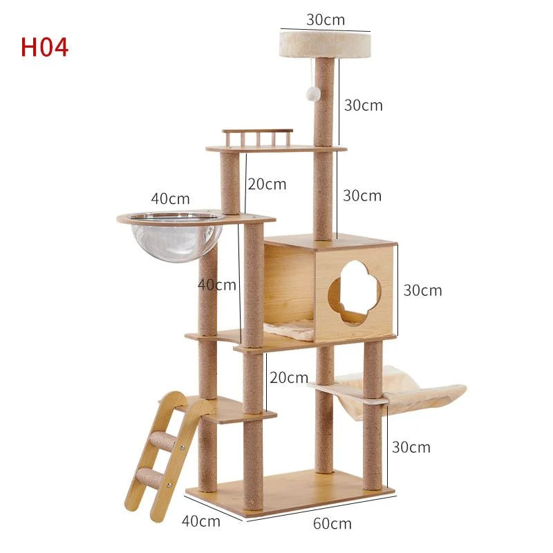 Multi-Level Cat Tree Tower with Plush Hammock & Scratching Posts