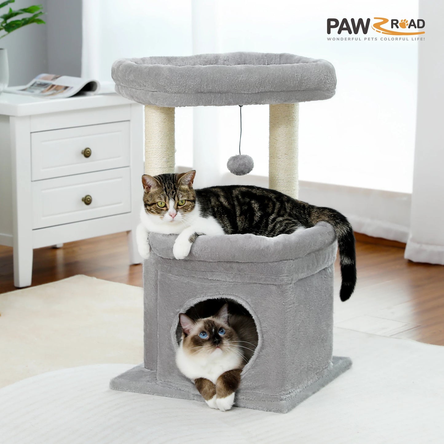 Cat Tree Tower with Natural Sisal Post, Condo & Top Perch