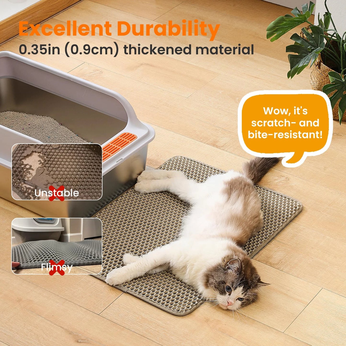 Large Honeycomb Double-Layer Cat Litter Mat, Waterproof