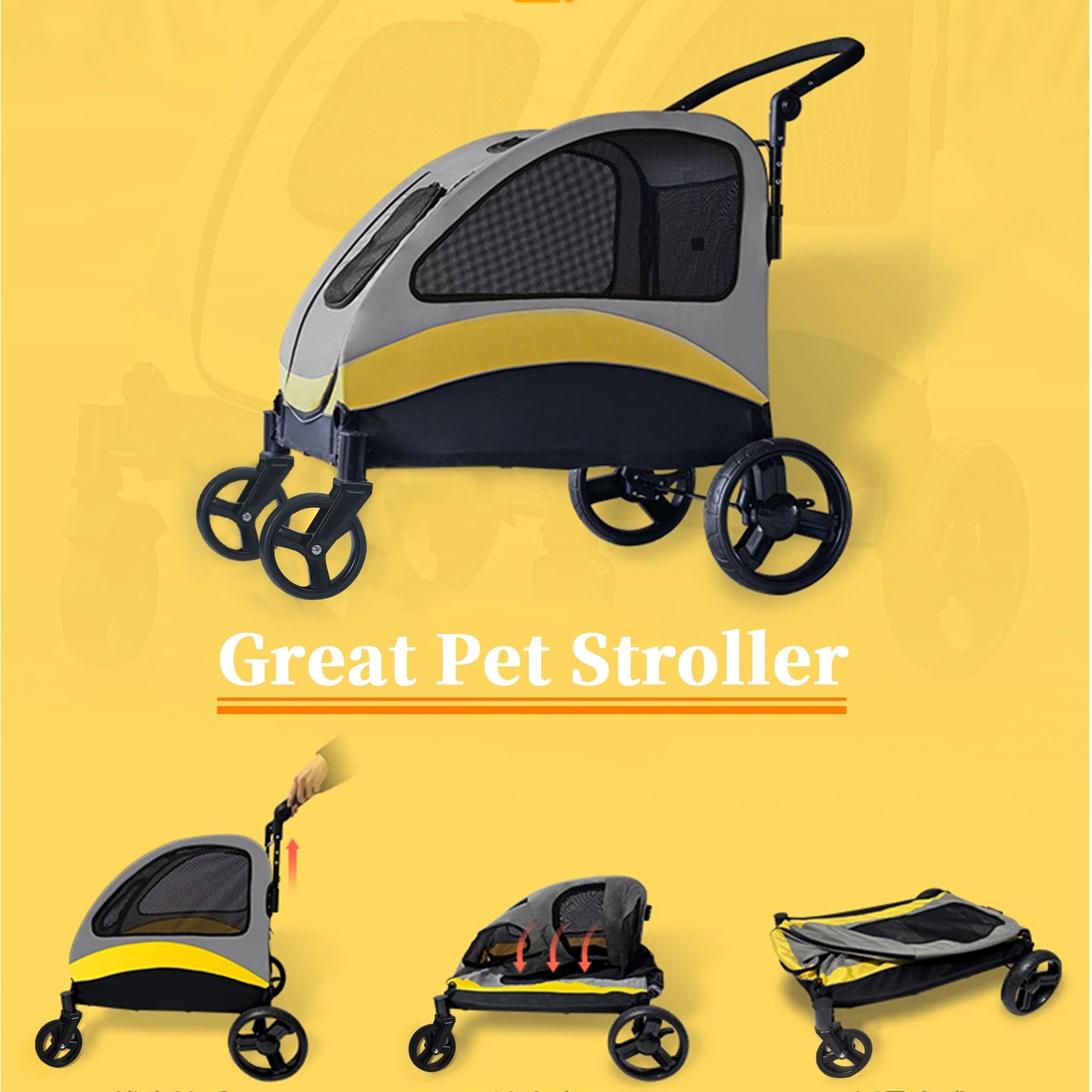 Foldable 4-Wheel Pet Stroller for Large Dogs and Cats product image 6