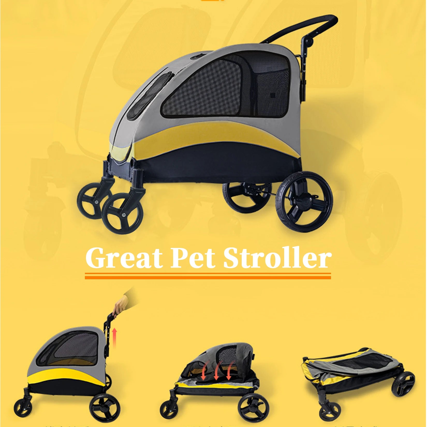 Foldable 4-Wheel Pet Stroller for Large Dogs and Cats product image 6