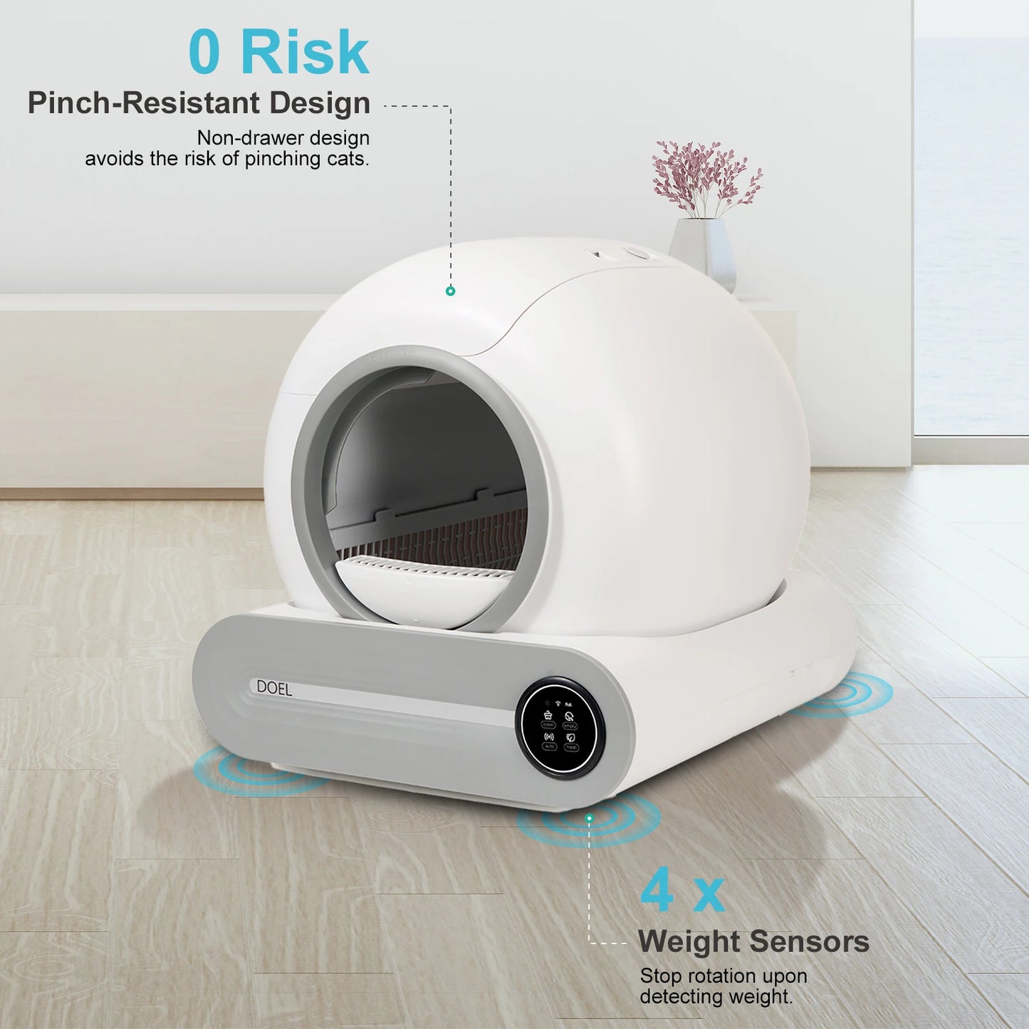Smart 65L Self-Cleaning Cat Litter Box with WiFi App
