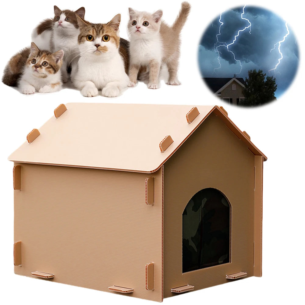 Stray Cats House Waterproof Warm Cat Shelter Foldable Cat Outdoor House Collapsible Insulated Pet House for Dogs Cats