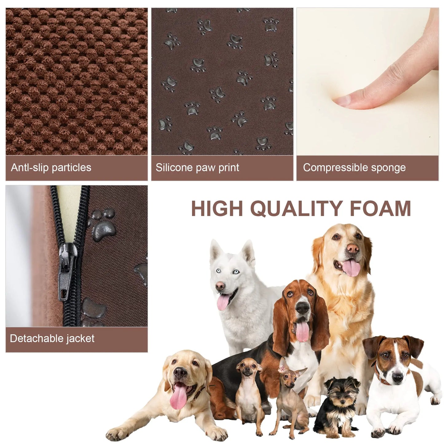 Dog Stairs & Ramp - High-Density Foam Pet Steps, Extra-Wide Non-Slip Orthopedic Dog Ladder with Soft Foam Padding