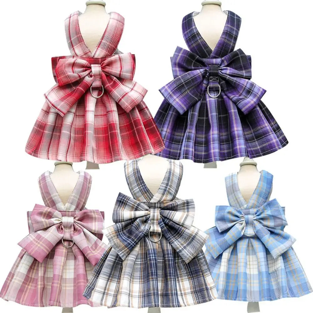 Plaid Pet Harness Dress with Leash Attachment product image 3