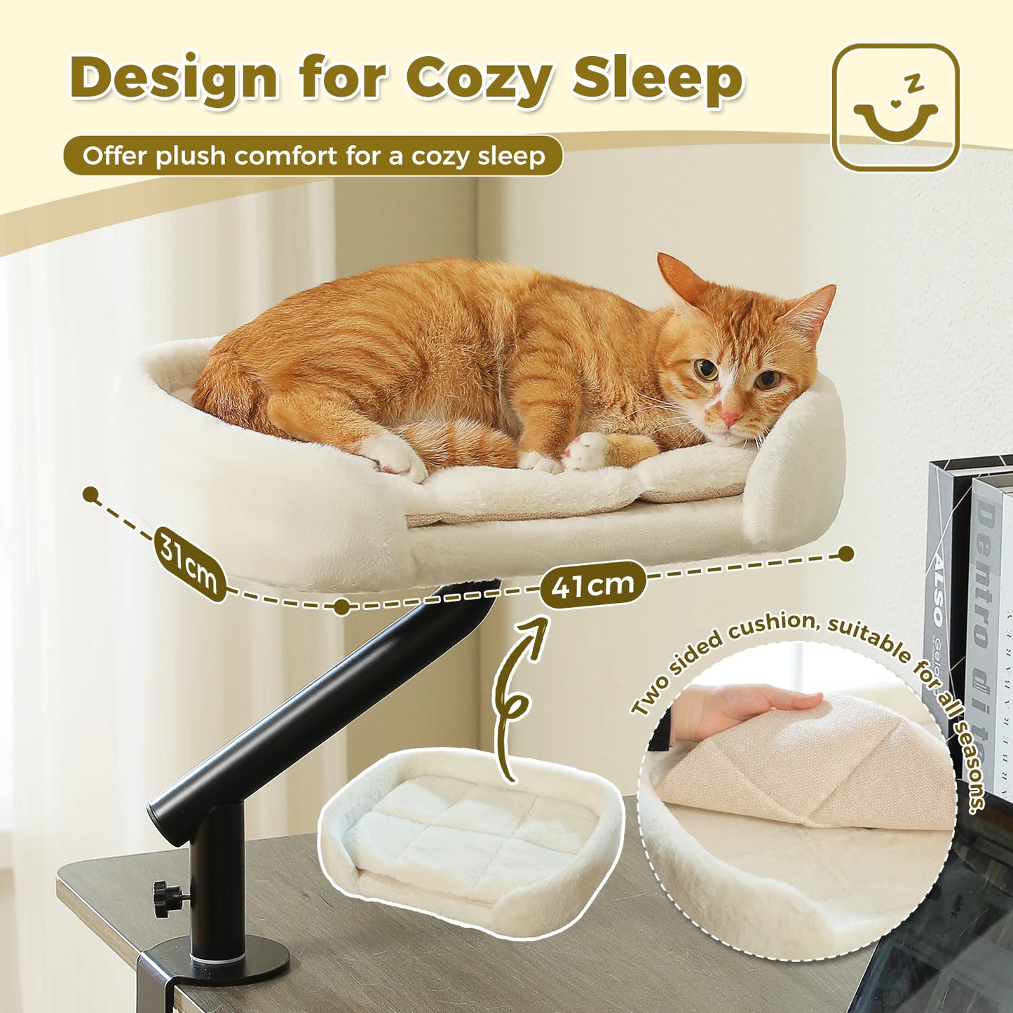 360 Rotatable Cat Desk Bed & Adjustable Table Hammock