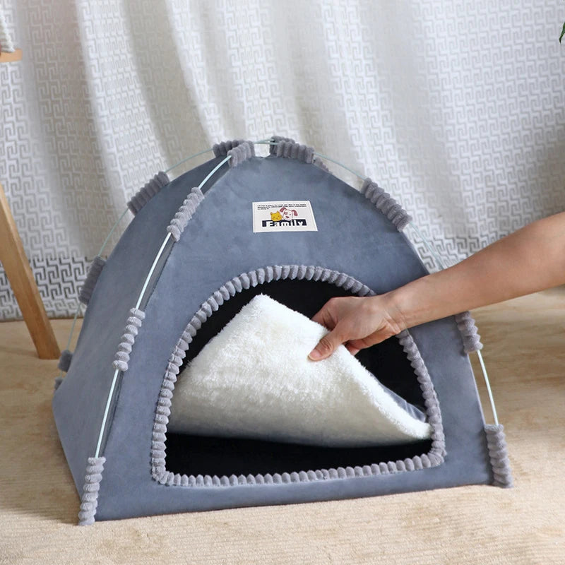 Foldable Cat & Dog House Tent with Cooling Mat