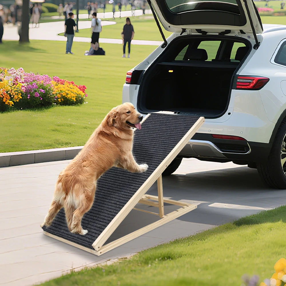 Ye (UPGRADED) Dog Ramp: Extra Wide, Excellent Traction, Non-Slip Rubber. For Bed, Couch, Car. 16" Wide, Holds 80lb. Adjustable, Foldable. Ideal for Small Dogs.