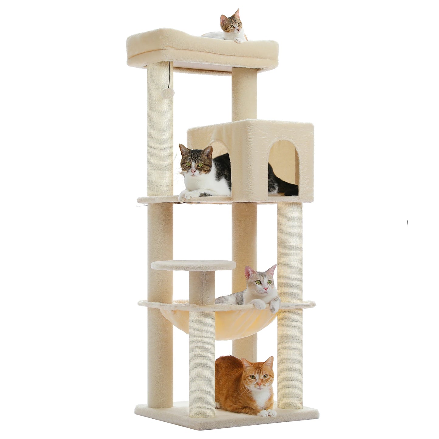 Heavy-Duty Large Cat Tree Tower with Condo, Hammock & Posts