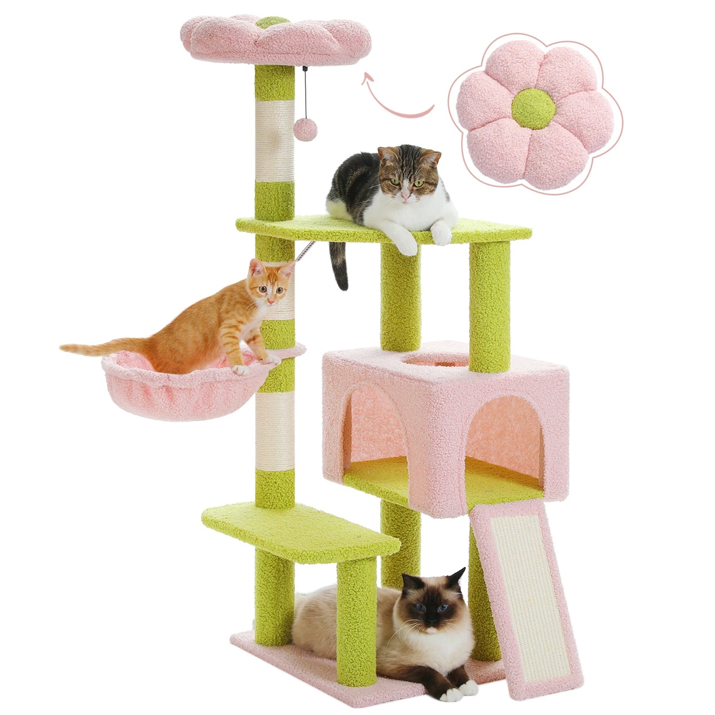 Flower Cat Tree Multi-Level Tower with Sisal Scratching Posts