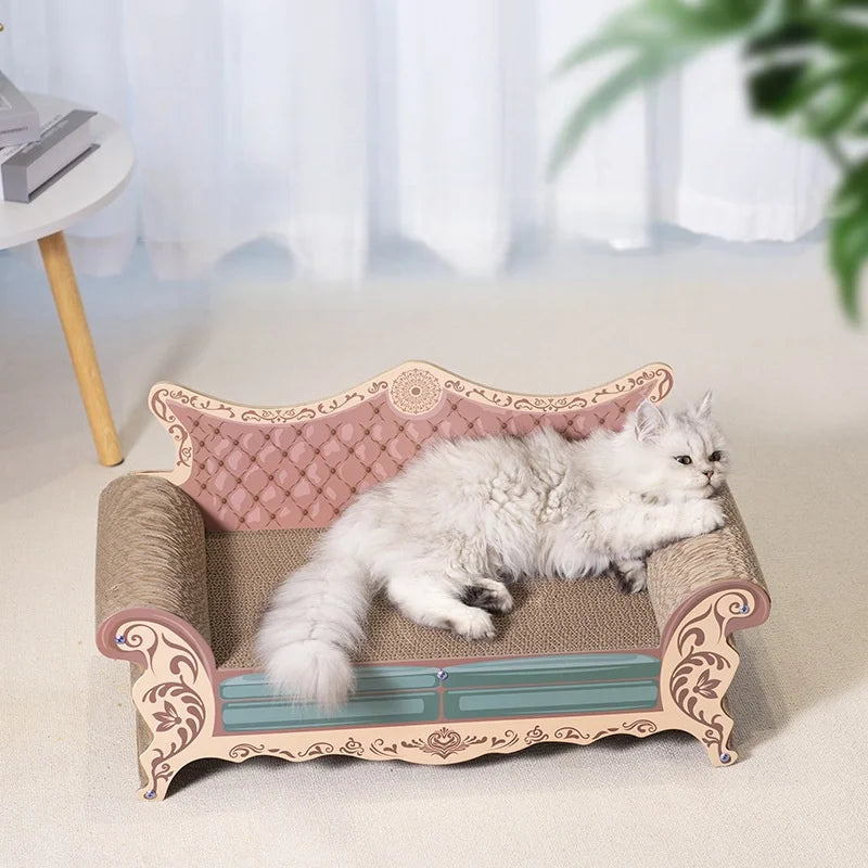 Large L-Shaped Cat Scratch Board Sofa Bed - Wear-Resistant