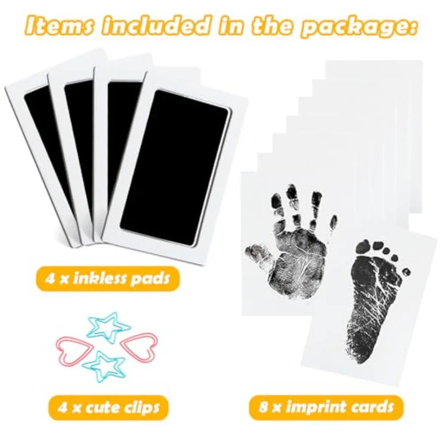 4-Pack Baby Inkless Hand and Footprint Kit Paw Nose Print Kit for Dogs Cats Pets Clean Touch Ink Pad for Baby Pets Newborn Keep