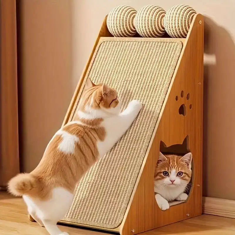 Durable Hemp Rope Cat Scratching Board with No-Mess Adhesive - front view