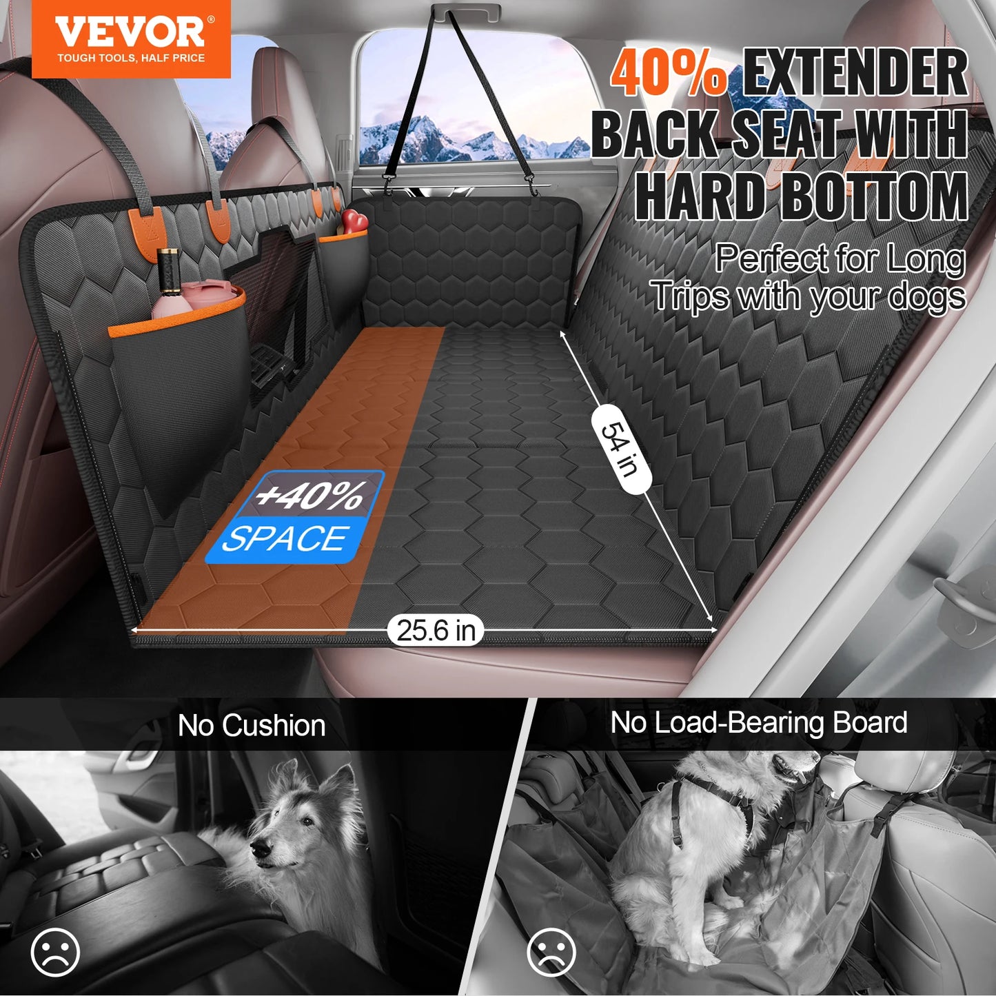 Dog Car Seat Cover Hammock with Mesh Window & Pocket