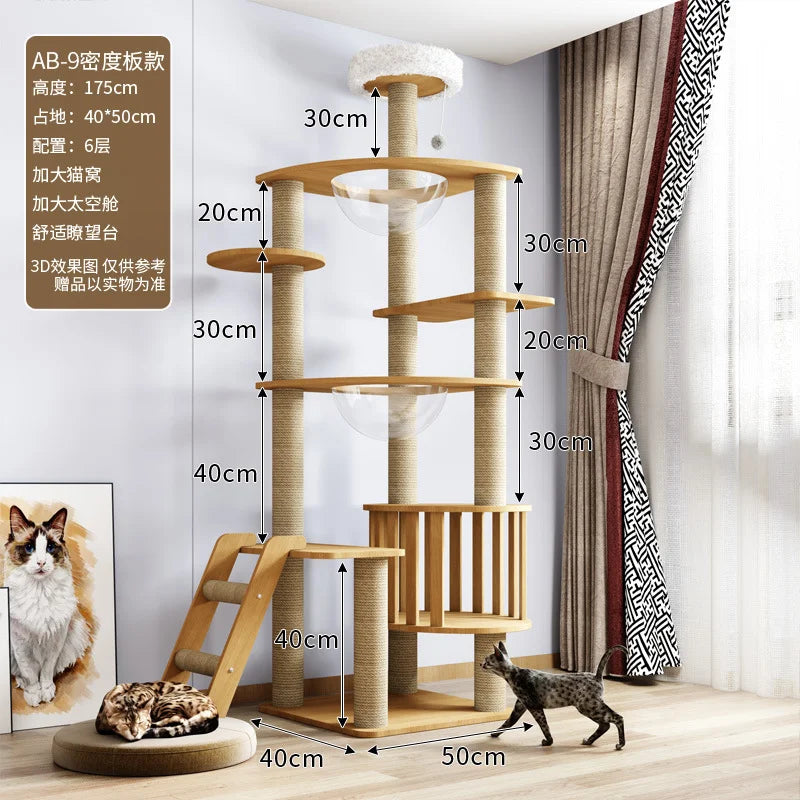 Multi-Level Cat Tree Tower with Plush Hammock & Scratching Posts