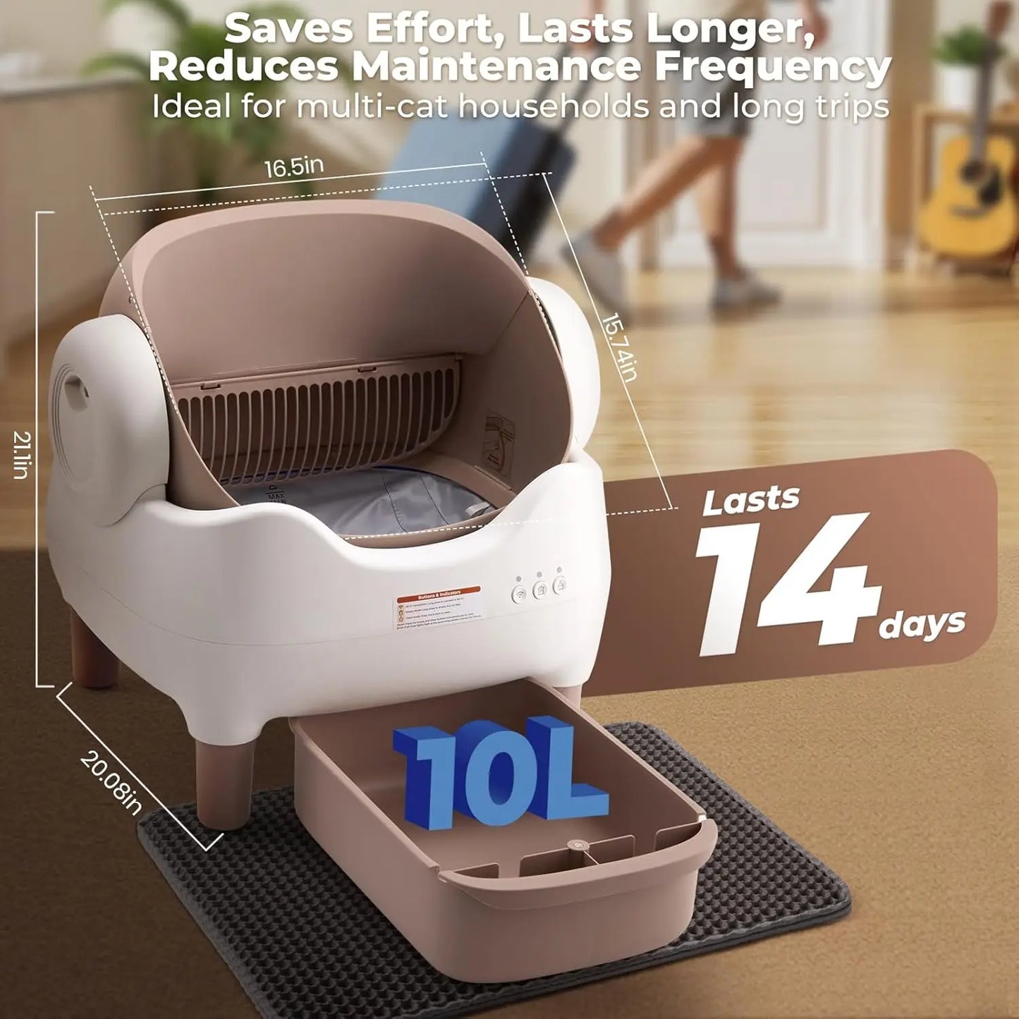 Extra-Large Smart Self-Cleaning Cat Litter Box, App Control