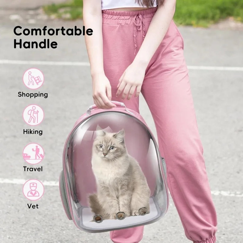 Pink Expandable Pet Backpack Carrier for Cats & Dogs