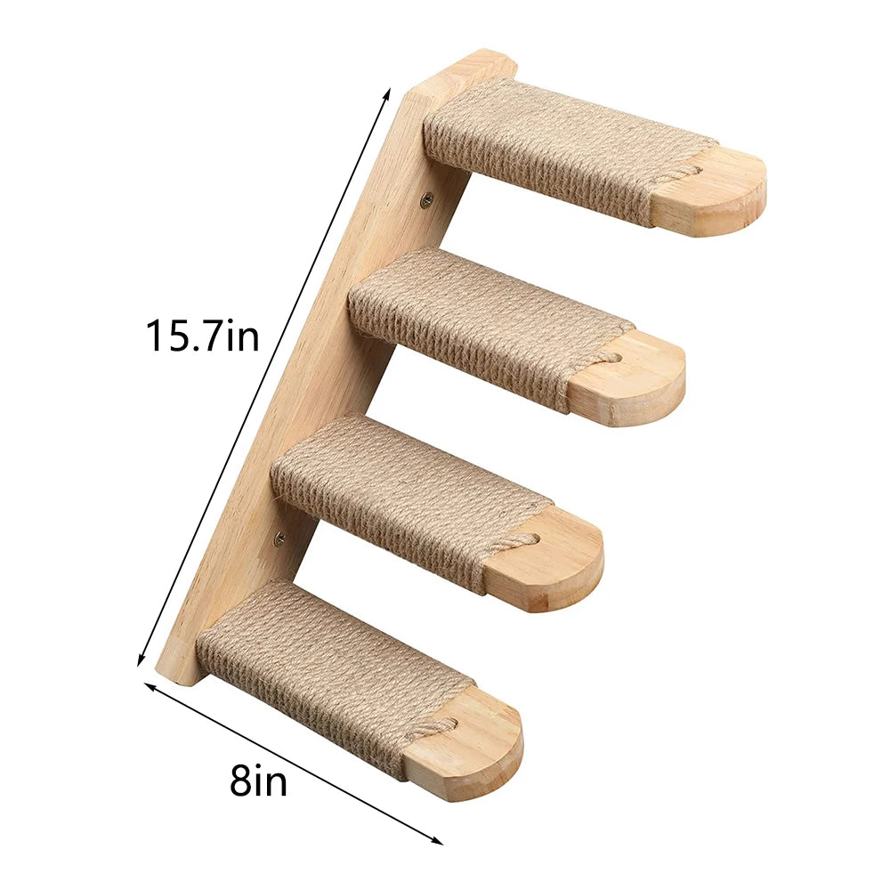 Wall-Mounted Cat Climbing Shelf with Sisal Steps product image 14