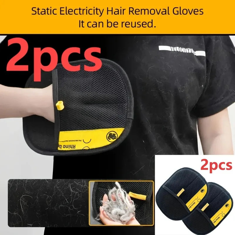 2-Piece Double-Sided Pet Hair Removal Grooming Gloves