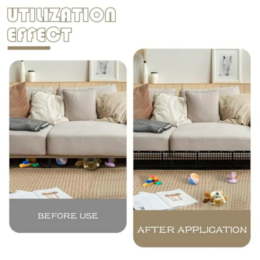Pcs Under Couch Blocker for Bed Adjustable Furniture Plastic Under Bed Blocker with 30 Ties Black Couch Barriers for Dogs Pets