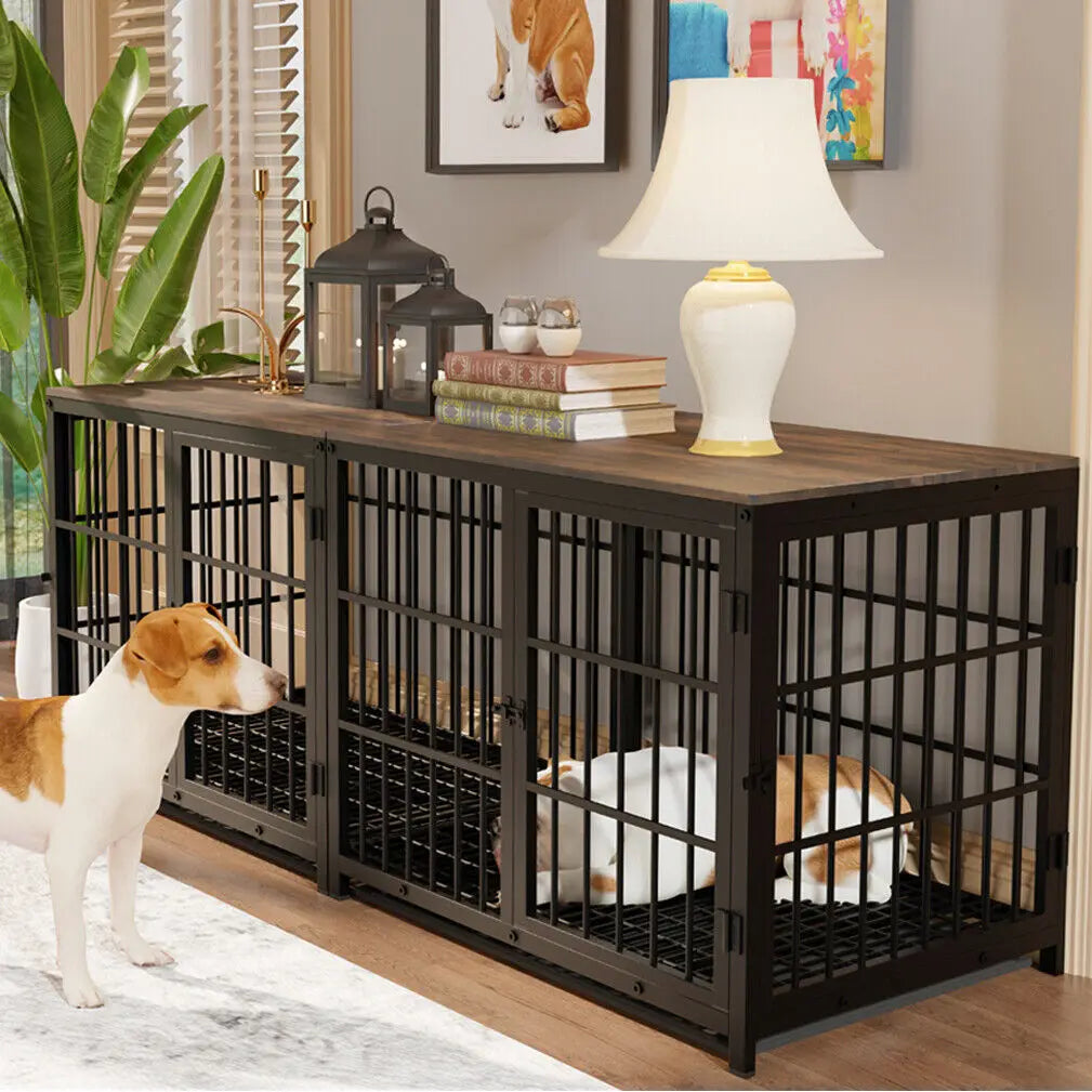 Furniture-Style Dog Crate with Removable Tray - front view