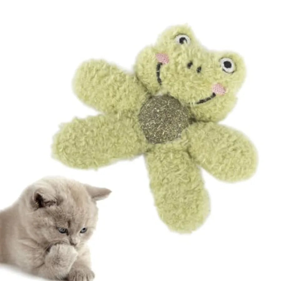 Indoor cat plush catnip toys, nylon animal-shaped kicker toy in gray, durable for teething, dental care boredom relief
