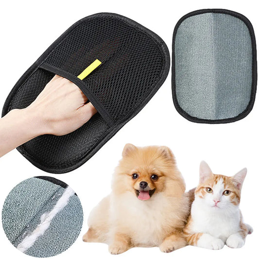 Pet Grooming Gloves - Hair Remover Brush for Dogs, Cats & Rabbits - front view