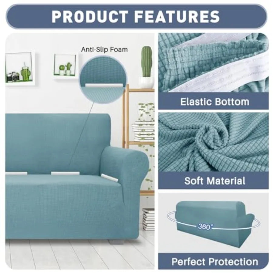 High Stretch Couch Covers for 3 Cushion Couch 1-Piece Extra Large Covers with Elastic Bottom Anti Slip Elastic Slipcover Furnit